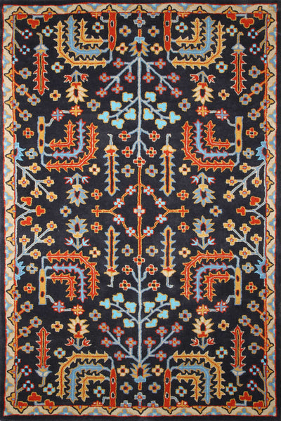CHARCOAL AND MULTICOLOR PERSIAN HAND TUFTED CARPET