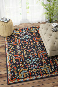 CHARCOAL AND MULTICOLOR PERSIAN HAND TUFTED CARPET by Imperial Knots - Image 2
