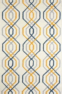 IVORY AND MULTICOLOR TRELLIS HAND TUFTED CARPET by Imperial Knots - Image 1