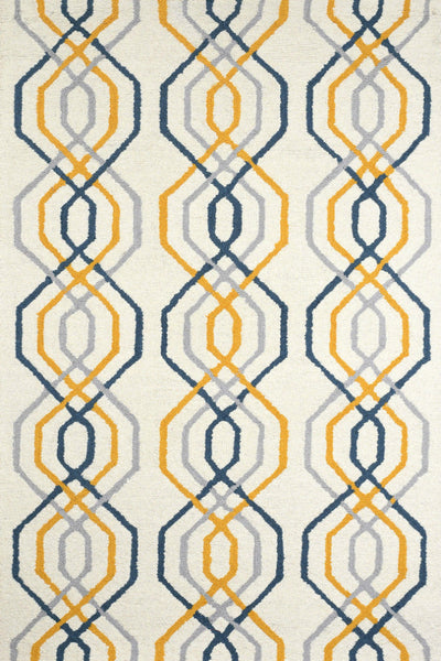 IVORY AND MULTICOLOR TRELLIS HAND TUFTED CARPET