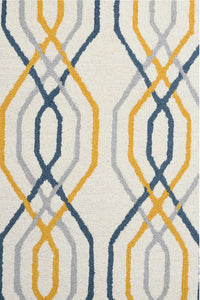 IVORY AND MULTICOLOR TRELLIS HAND TUFTED CARPET by Imperial Knots - Image 3
