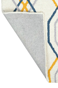 IVORY AND MULTICOLOR TRELLIS HAND TUFTED CARPET by Imperial Knots - Image 4