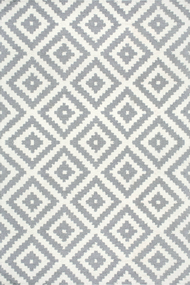 GREY AND WHITE PIXEL HAND TUFTED RUG