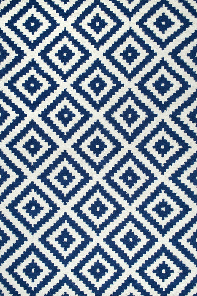 BLUE AND WHITE GEOMETRIC HAND TUFTED CARPET