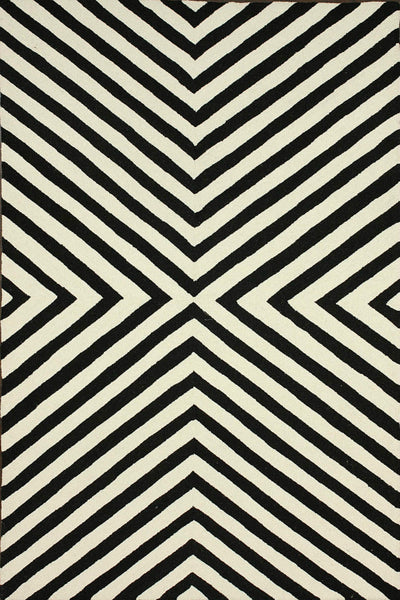BLACK AND IVORY GEOMETRIC HAND TUFTED CARPET
