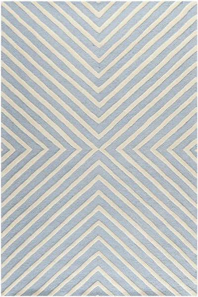 BLUE AND IVORY GEOMETRIC HAND TUFTED CARPET