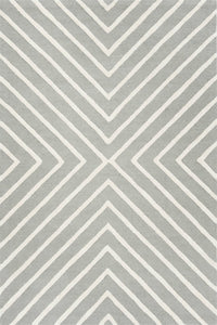GREY AND IVORY GEOMETRIC HAND TUFTED CARPET by Imperial Knots - Image 1