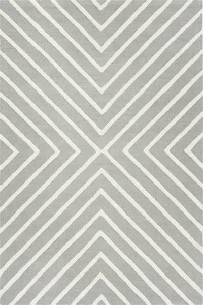GREY AND IVORY GEOMETRIC HAND TUFTED CARPET