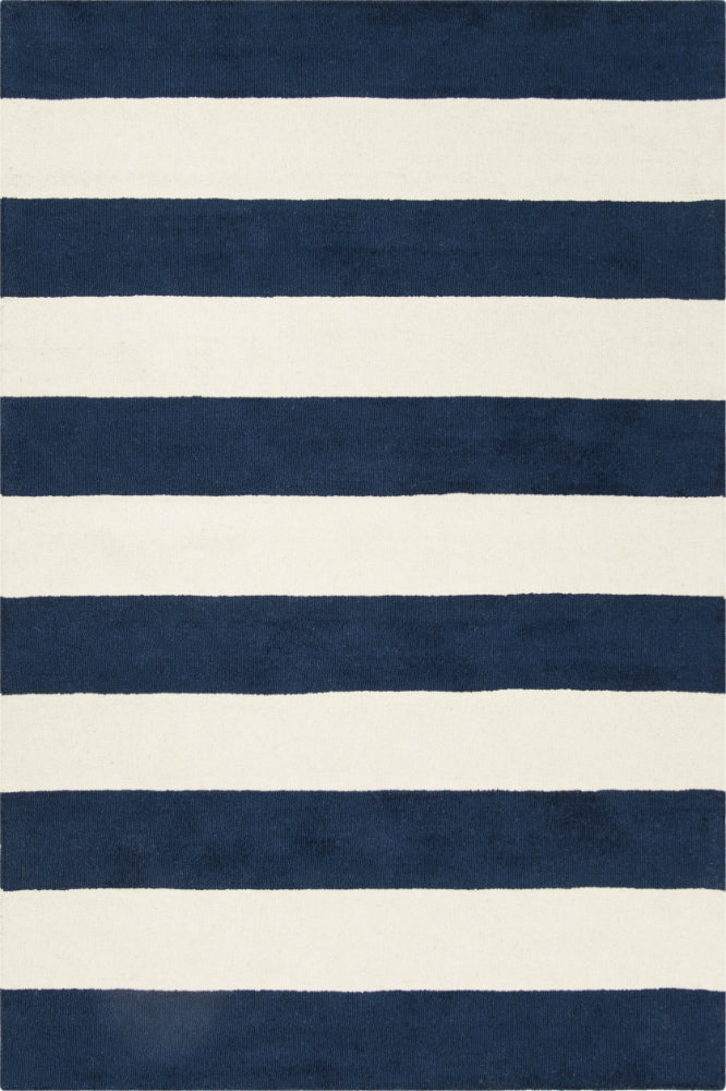 BLUE AND IVORY STRIPES HAND TUFTED CARPET