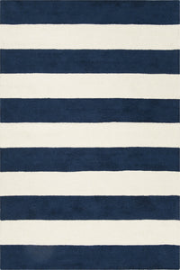 BLUE AND IVORY STRIPES HAND TUFTED CARPET by Imperial Knots - Image 1