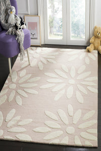 PINK AND IVORY KIDS HAND TUFTED CARPET by Imperial Knots - Image 2