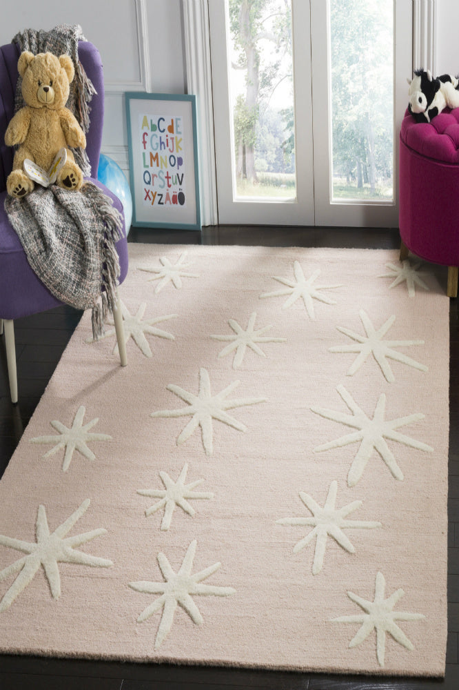 PINK AND IVORY KIDS HAND TUFTED CARPET