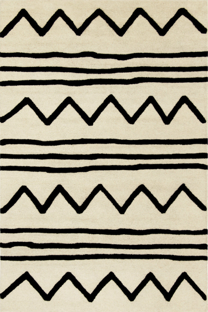 BLACK AND IVORY KIDS HAND TUFTED CARPET