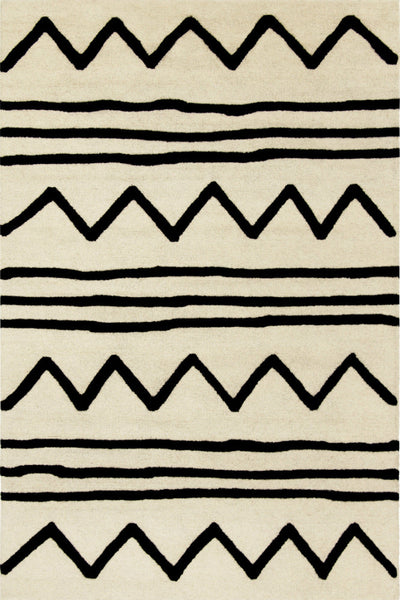 BLACK AND IVORY KIDS HAND TUFTED CARPET