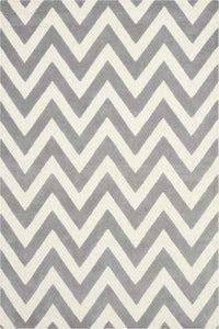GREY AND IVORY CHEVRON HAND TUFTED CARPET by Imperial Knots - Image 1