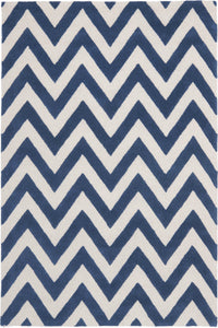 BLUE AND WHITE CHEVRON HAND TUFTED CARPET by Imperial Knots - Image 1