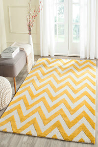YELLOW AND IVORY CHEVRON HAND TUFTED CARPET by Imperial Knots - Image 2