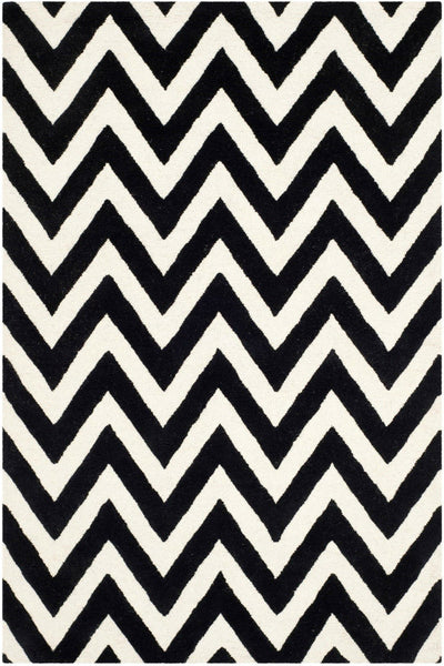 BLACK AND WHITE CHEVRON HAND TUFTED CARPET