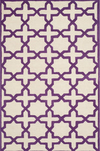 PURPLE AND IVORY GEOMETRIC HAND TUFTED CARPET by Imperial Knots - Image 1
