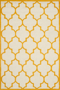 YELLOW AND IVORY MOROCCAN HAND TUFTED CARPET by Imperial Knots - Image 1