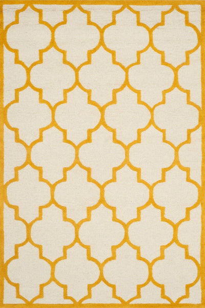 YELLOW AND IVORY MOROCCAN HAND TUFTED CARPET