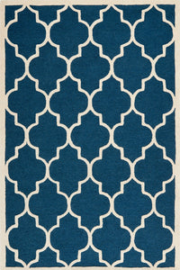 BLUE AND WHITE MOROCCAN HAND TUFTED CARPET by Imperial Knots - Image 1