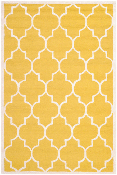 YELLOW AND WHITE MOROCCAN HAND TUFTED CARPET