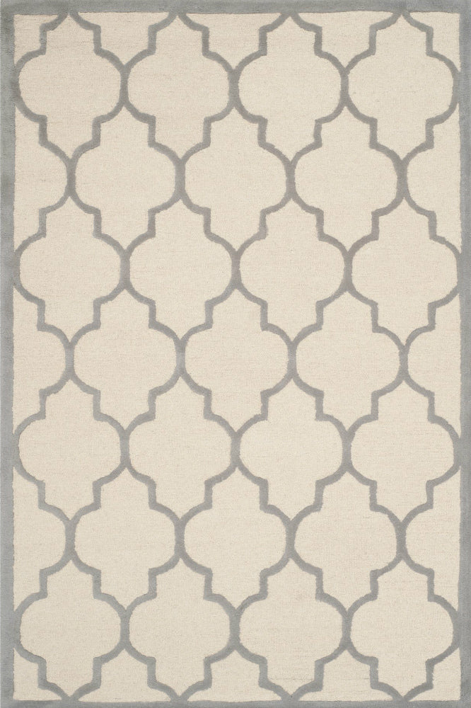 GREY AND IVORY MOROCCAN HAND TUFTED CARPET