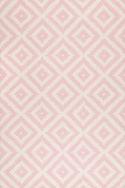 PINK AND WHITE GEOMETRIC HAND TUFTED CARPET