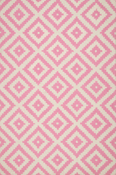 PINK AND WHITE GEOMETRIC HAND TUFTED CARPET