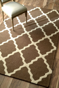 BROWN AND IVORY MOROCCAN HAND TUFTED CARPET by Imperial Knots - Image 2