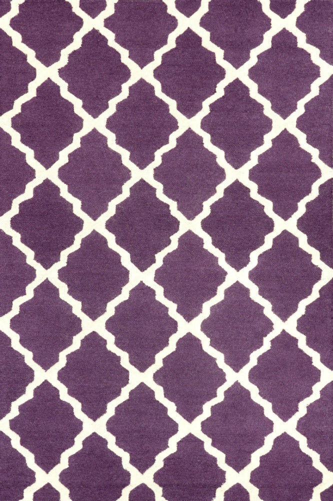 PURPLE AND WHITE MOROCCAN HAND TUFTED CARPET