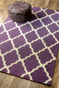 PURPLE AND WHITE MOROCCAN HAND TUFTED CARPET by Imperial Knots - Image 2