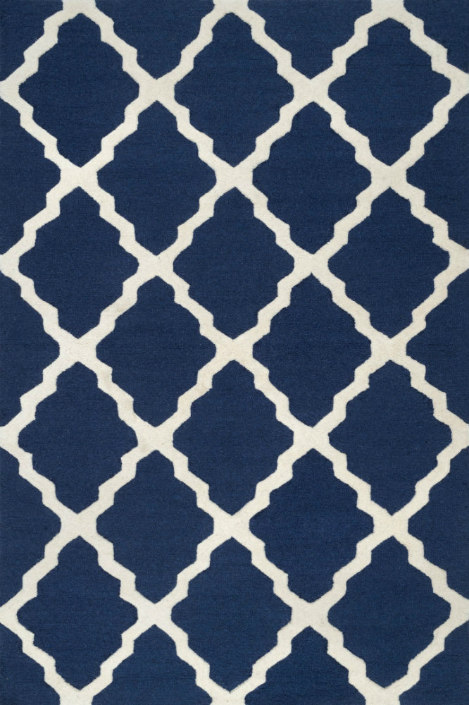 BLUE AND WHITE MOROCCAN HAND TUFTED CARPET