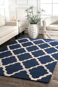 BLUE AND WHITE MOROCCAN HAND TUFTED CARPET by Imperial Knots - Image 2