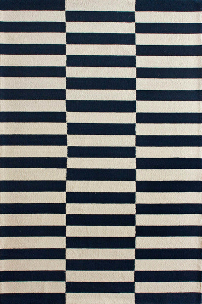 BLACK AND WHITE STRIPES HAND TUFTED CARPET