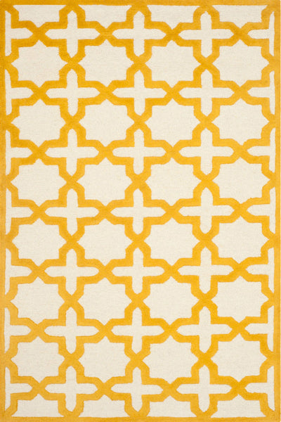 YELLOW AND WHITE MOROCCAN HAND TUFTED CARPET