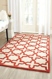 RED AND WHITE MOROCCAN HAND TUFTED CARPET by Imperial Knots - Image 2