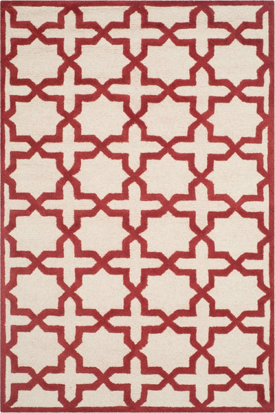 RED AND WHITE MOROCCAN HAND TUFTED CARPET