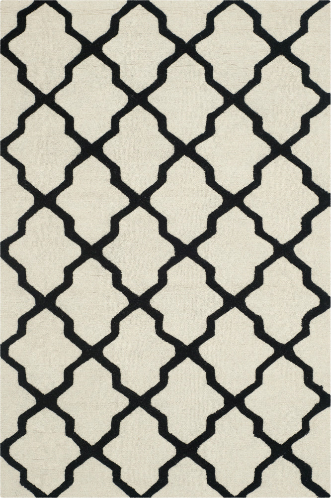 BLACK AND IVORY MOROCCAN HAND TUFTED CARPET