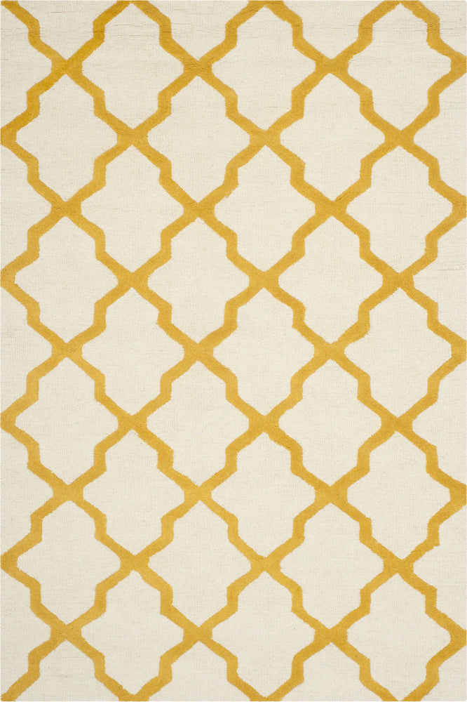 YELLOW AND IVORY MOROCCAN HAND TUFTED CARPET