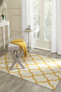 YELLOW AND IVORY MOROCCAN HAND TUFTED CARPET by Imperial Knots - Image 2