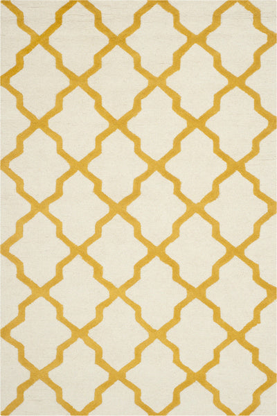 YELLOW AND IVORY MOROCCAN HAND TUFTED CARPET