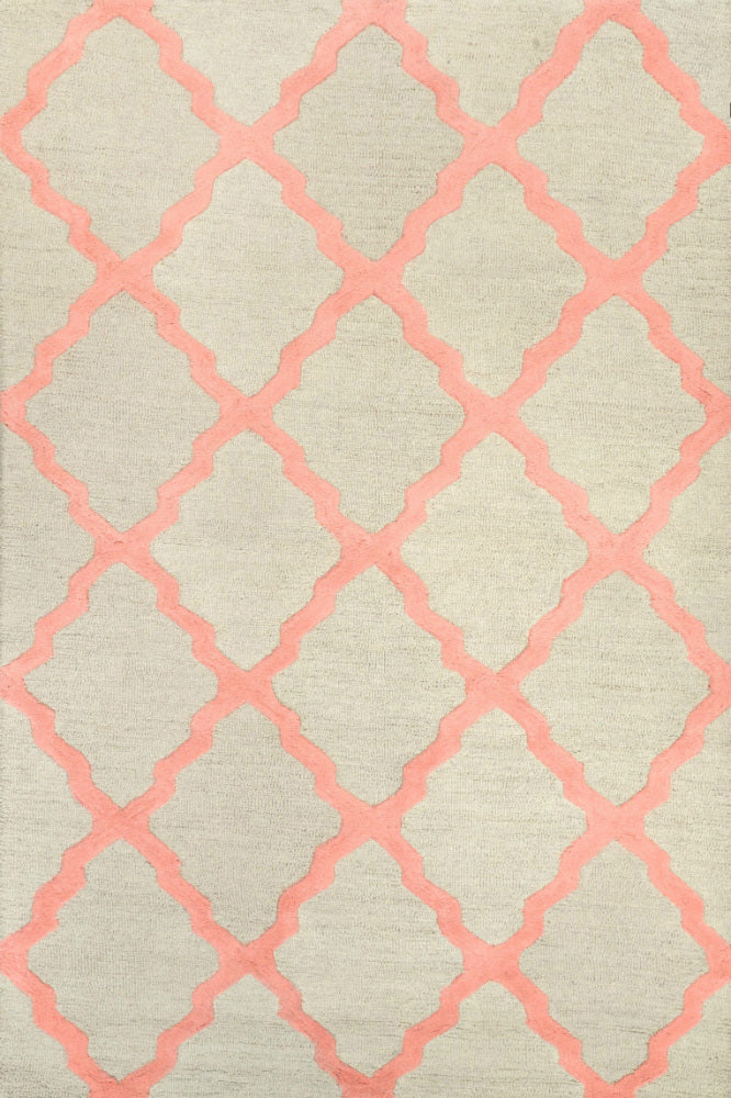 PINK AND BEIGE MOROCCAN HAND TUFTED CARPET