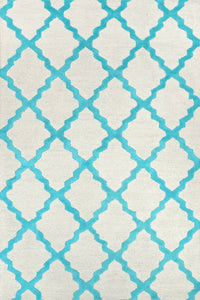 BLUE AND IVORY MOROCCAN HAND TUFTED CARPET by Imperial Knots - Image 1