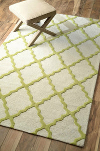 GREEN AND IVORY MOROCCAN HAND TUFTED CARPET by Imperial Knots - Image 2