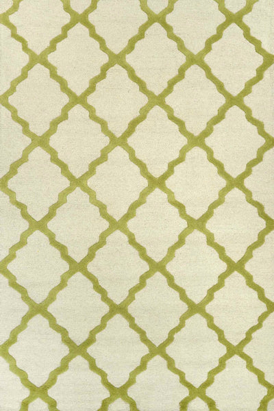 GREEN AND IVORY MOROCCAN HAND TUFTED CARPET