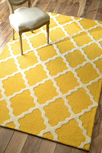YELLOW AND IVORY MOROCCAN HAND TUFTED CARPET by Imperial Knots - Image 2