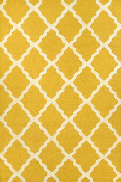 YELLOW AND IVORY MOROCCAN HAND TUFTED CARPET