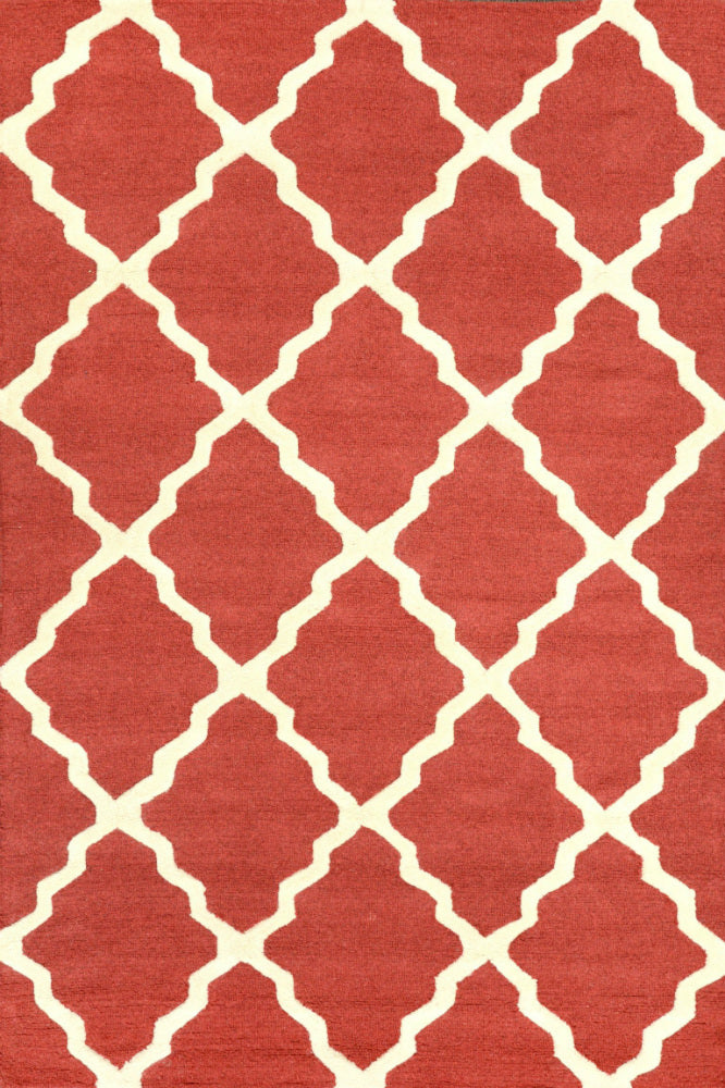 RED AND WHITE MOROCCAN HAND TUFTED CARPET